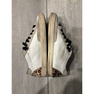 P448 John Sneakers White Leather with Leopard‎ Calf Hair Size 39